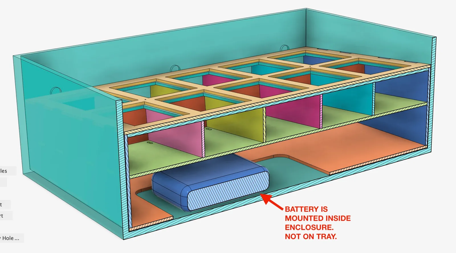 instructions showing how the battery would be mounted to the enclosure