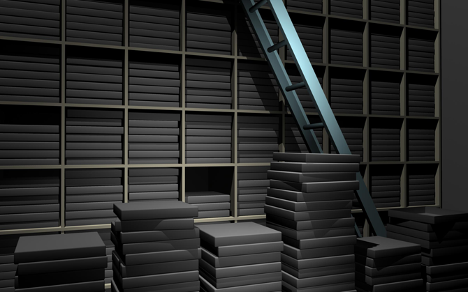 False Archive 3D Maya recreation of Thomas Demand photograph